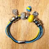 Jamaica Bahamas Rasta Dangle Charm Braided Bracelet Magnet Closure 1 SZ FIT