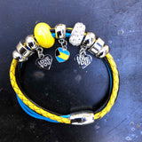 Jamaica Bahamas Rasta Dangle Charm Braided Bracelet Magnet Closure 1 SZ FIT