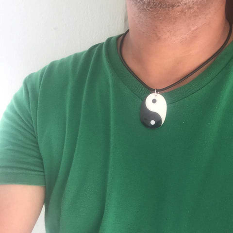 Yin and Yang Black Rubber Cord Ying Yang Pendant Peace Love Hippie Rasta Unity