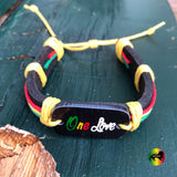 One Love Rasta Faux Leather Wrist Cuff Wrist Bracelet Hippie Bob Reggae IRIE