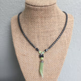 Hematite Choker Necklace Pendant Peace Hematite Fashion Necklace Unisex 18"