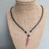 Hematite Choker Necklace Pendant Peace Hematite Fashion Necklace Unisex 18"