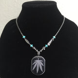 Hematite Choker Necklace Pendant Peace Hematite Fashion Necklace Unisex 18"