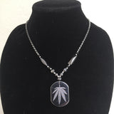 Hematite Choker Necklace Pendant Peace Hematite Fashion Necklace Unisex 18"