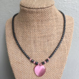 Hematite Choker Necklace Pendant Peace Hematite Fashion Necklace Unisex 18"