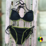 Black Yellow Bikini Jamaica Bahamas Surfer Hawaii Negril Caribbean ROOTS