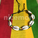Anklet Bracelet Reggae Forever Rasta Shell Stripe Beaded Band Cuff Reggae Surfer BOHO
