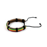 Rasta Stripe Leather Band Bracelet Wrist Bracelet Cuff Jah Reggae Marley IRIE