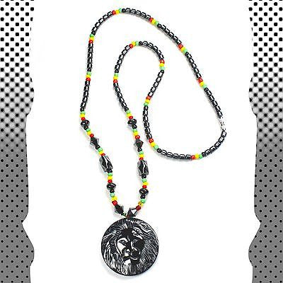 Hematite Necklace Pendent Rastafari Jah Love Rasta Jamaica Reggae Bob Rasta IRE