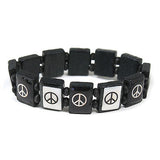 Peace Love Friendship Wrist Bracelet Hippie Peace Sign Love Flexible 1sz fit
