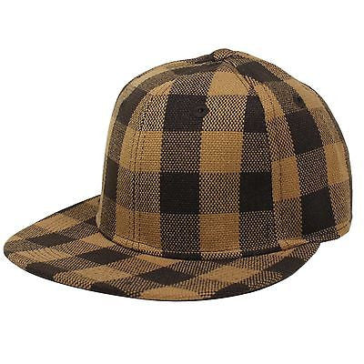 Hip Hop Hiphop Urban Wear Cap Hat Baseball Gangster Brown Checker Cap FITTED