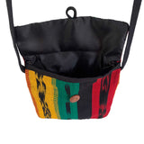 Handmade Rasta Style Passport String Bag - Reggae Peace & Love Small Neck Pouch