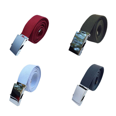 Military Canvas Belt Mens Womens Ajustable Chrome Buckle One Size Fit