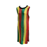Fishnet Beach Mesh Dress Ladies Empress Rasta Stripes Reggae ONE SIZE FIT