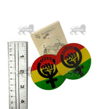 Strong Ankh Power Empress Royalty Jamaica Rasta Earrings Reggae One Love XL