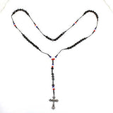 Jesus Necklace Rosary Cross Red White Blue Colors Jesus Necklace Rosery ROSARY