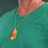 Weed Of Wisdom Irie Rasta Rastafari Cannabis Leaf Dog Tag Necklace Marley 24"