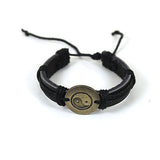 Yin Yang Peace Unversal Love Unity Harmony Hippie Surfer Bracelet Leather CUFF