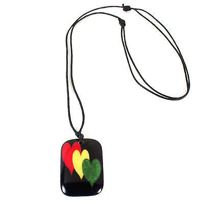 Black Cord Necklace Reggae Vibes Dog Tag Love Rasta Irie Love Pendant 1SZ FIt