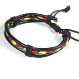 Rasta Leather Wrist Bracelet Hippie Cuff Negril Hawaii Surfer Reggae Marley RGY