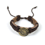 Yin Yang Peace Unversal Love Unity Harmony Hippie Surfer Bracelet Leather CUFF