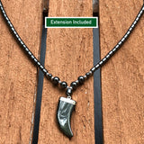 Hematite Chain Choker Necklace Tooth Leaf Coconut Peace Pendant 18" 3 mm