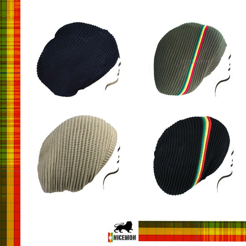 Rasta Dread Dreadlocks Tam Hat Beret 100% Cotton Cap Reggae Marley Jamaica L/XL