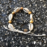 Shell Wood Beads Band Bracelet Wrist Bracelet Cuff Conscious Goods 1SZ FIT